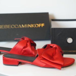 Rebecca Minkoff Red Satin Bow Slides Sz 8.5